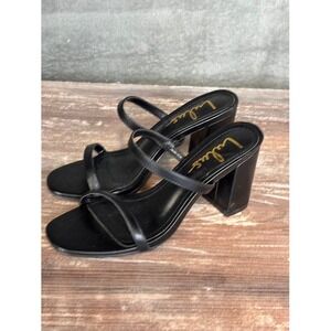 Lulus Black Open Toe Block Heel Slide Sandals‎ Women Size 6.5